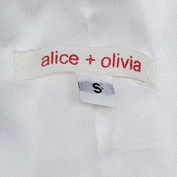 alice olivia size S corduroy trim satin blazer jacket off white casual career - Picture 11 of 12